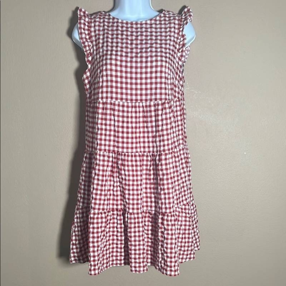 Red Gingham Sleeveless Mini Dress